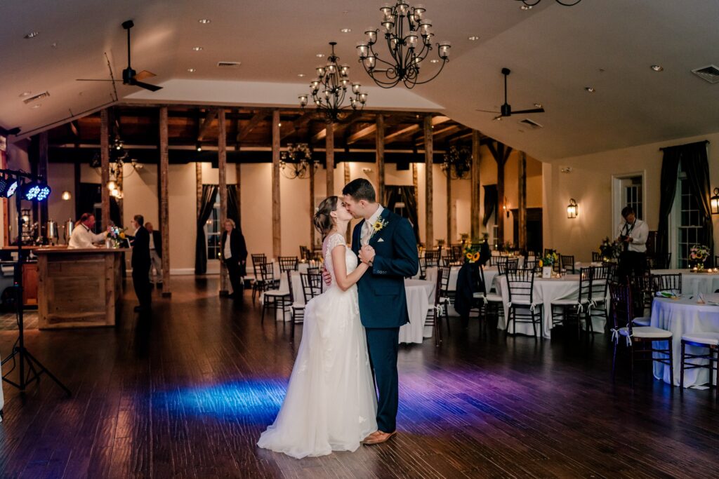 A bride and groom share their private last dance during their Stevenson Ridge wedding reception