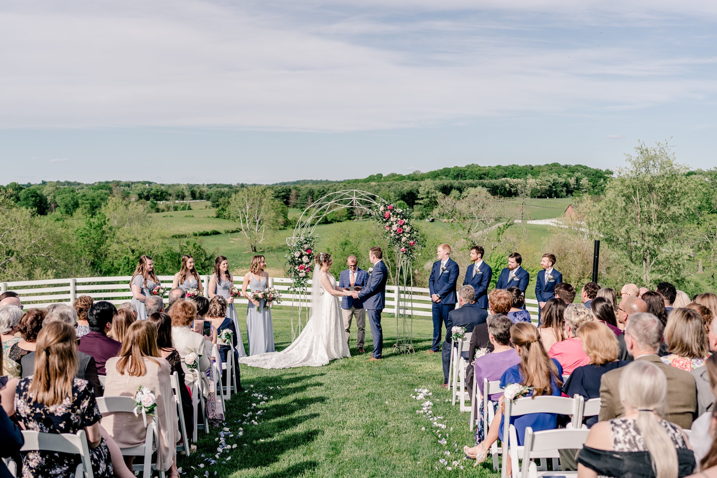 A wide view of the outdoor ceremony space at one of the best wedding venues in Loudoun County Virginia
