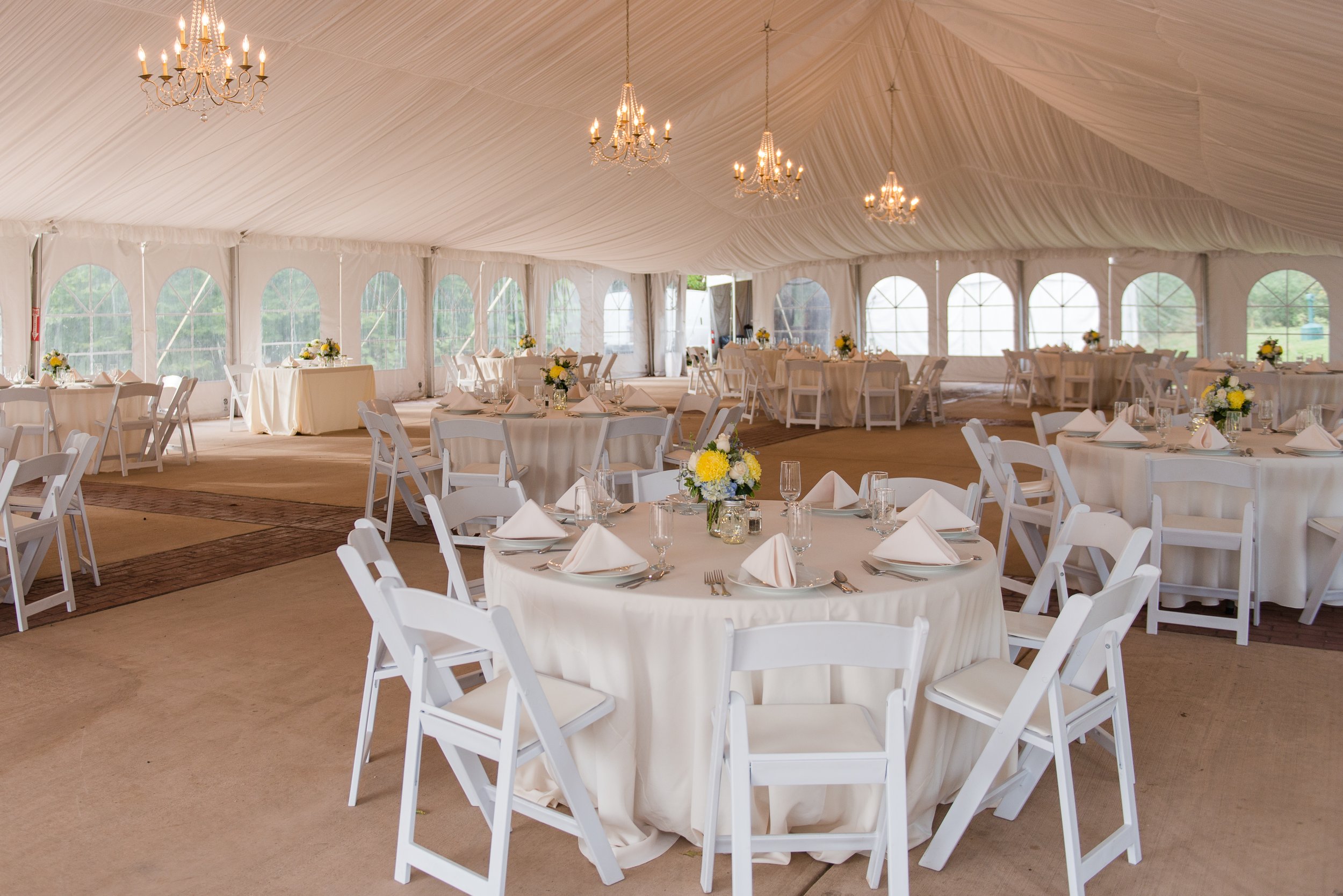 A tented reception for a wedding at Oatlands Historic House and Gardens in Leesburg Virginia