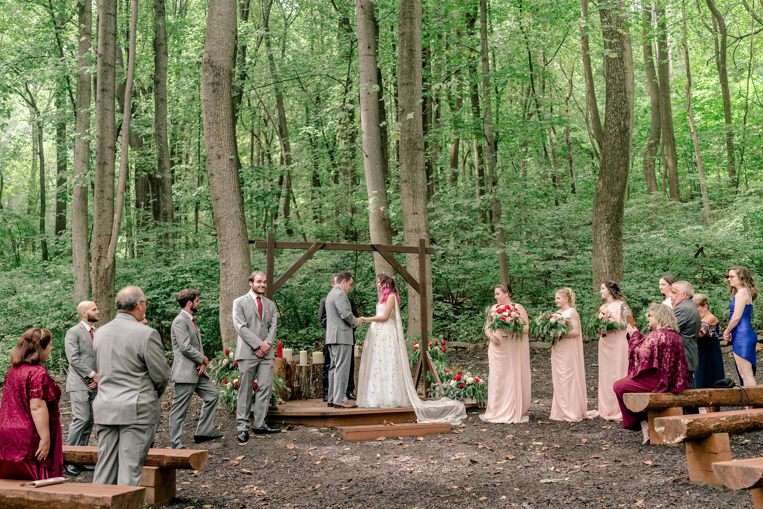 A woodland wedding ceremony at one of the best wedding venues in Northern Virginia