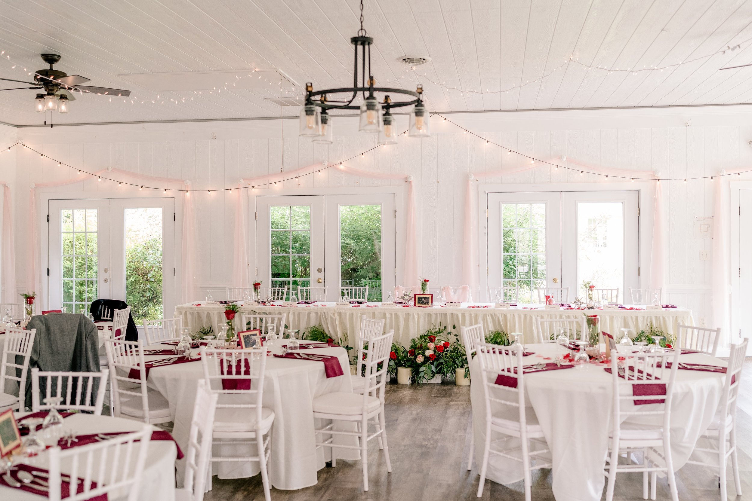A bright and modern reception space at Stone Manor Boutique Inn in Loudoun County Virginia