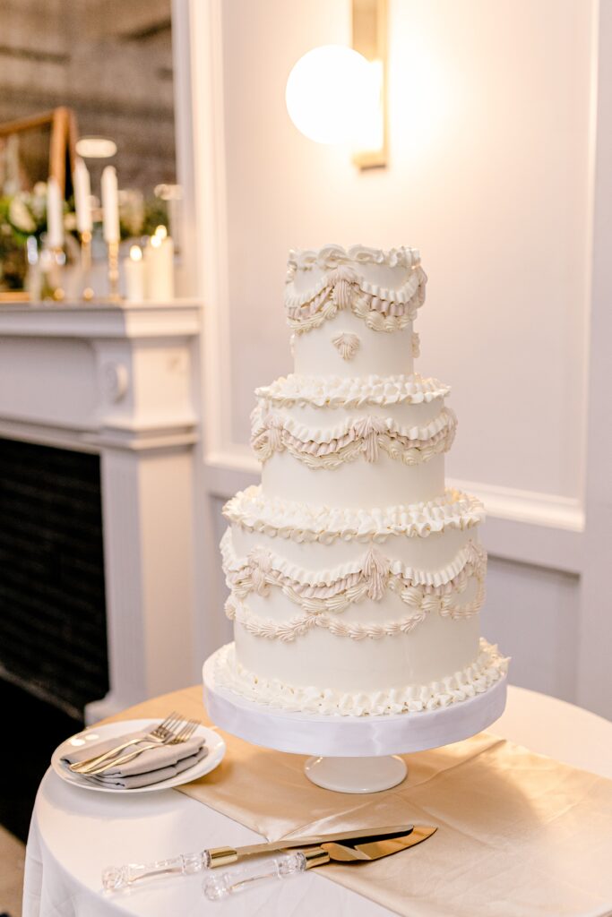 A vintage buttercream cake for a wedding in Northern Virginia
