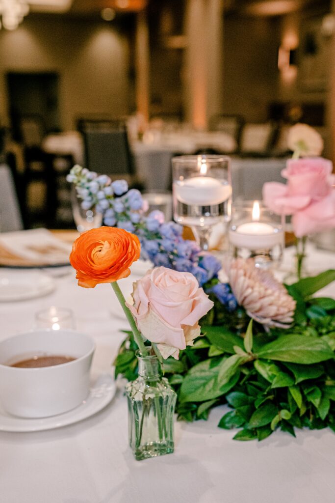 Vibrant floral decorations for a Sheraton Reston wedding reception