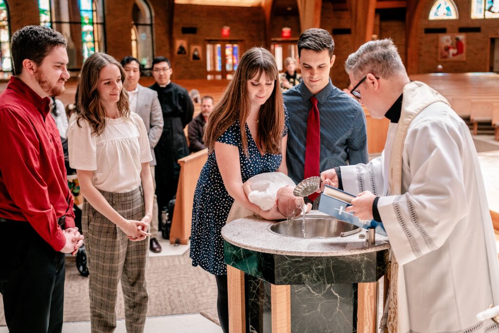 A Catholic baptism at St. Timothy Catholic Church