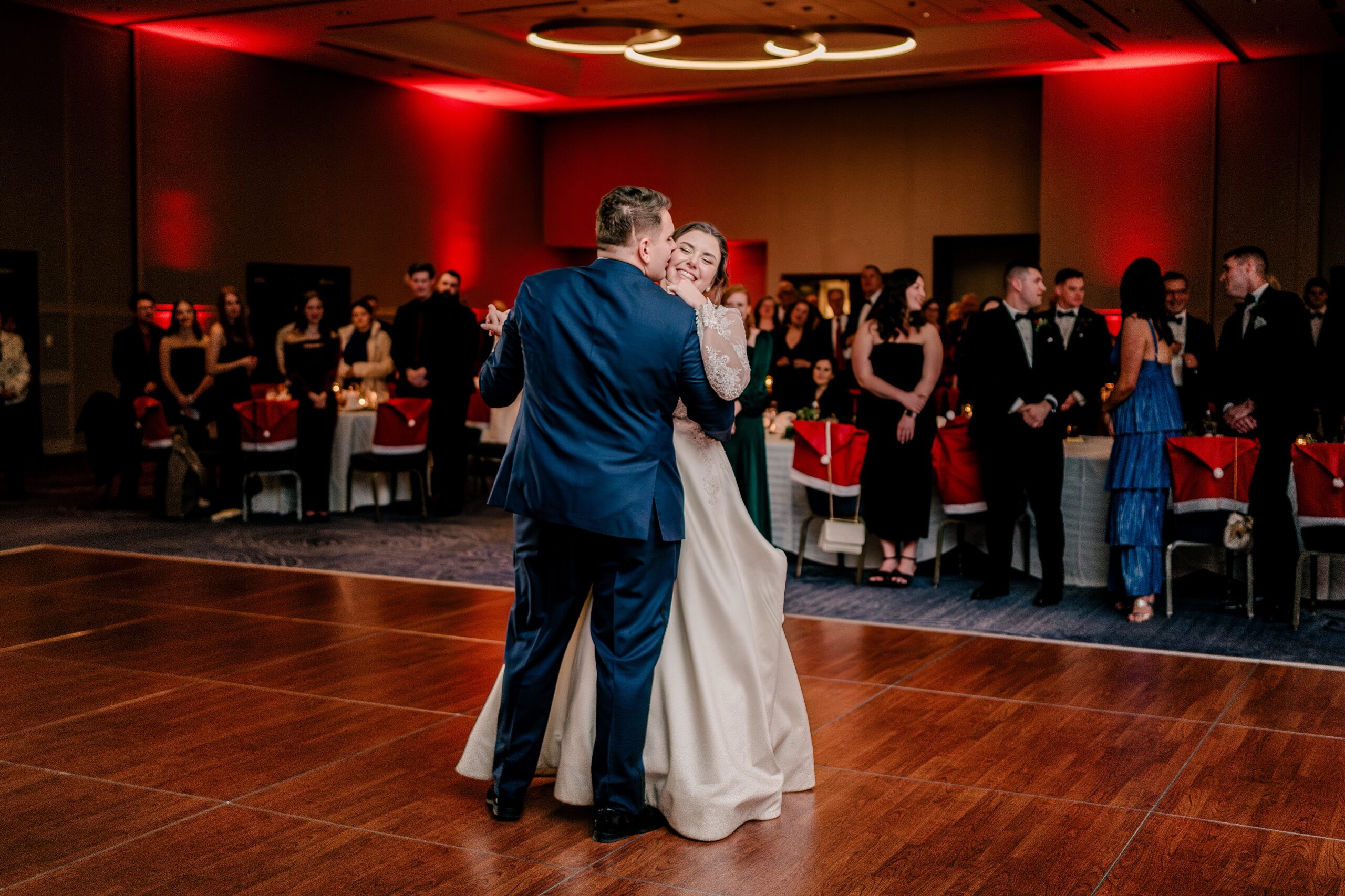 A Christmas themed wedding reception at the Hyatt Regency Dulles in Herndon Virginia