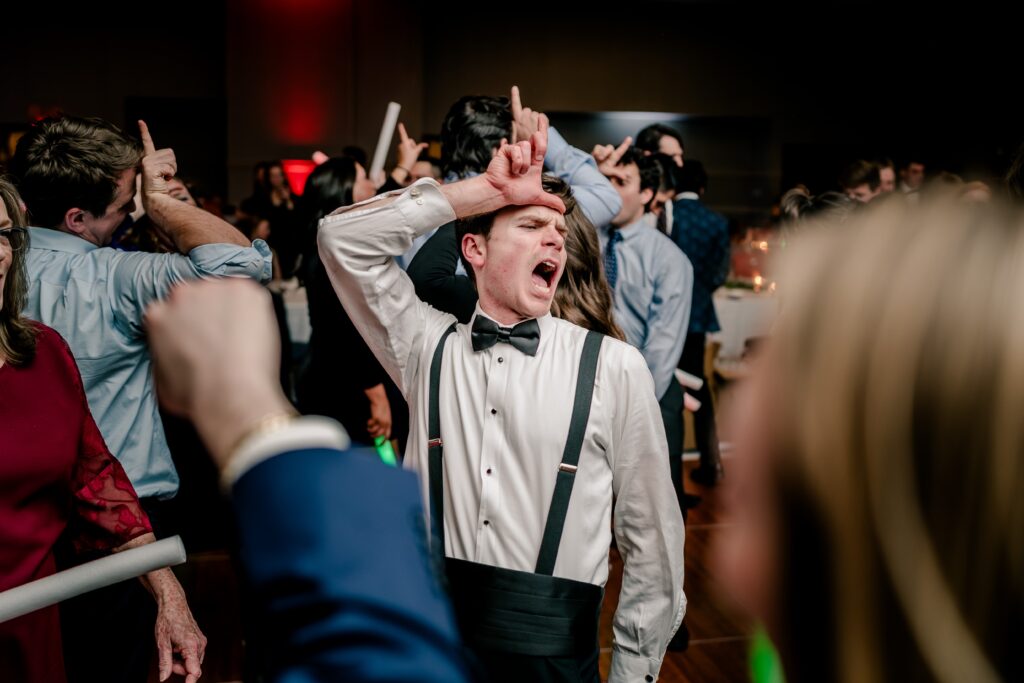 Guests dancing together during a hotel wedding in Northern Virginia