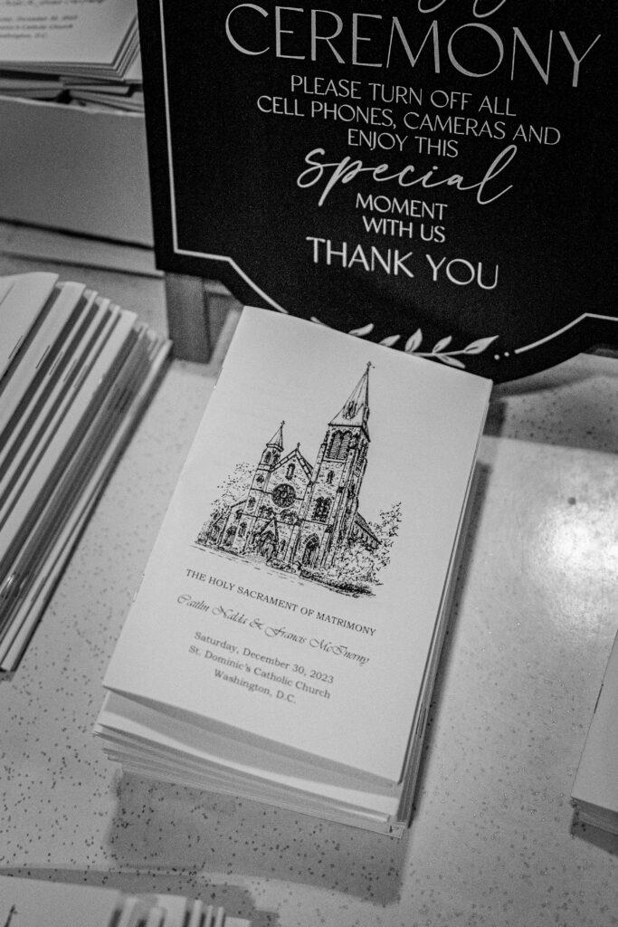 Wedding programs before a ceremony