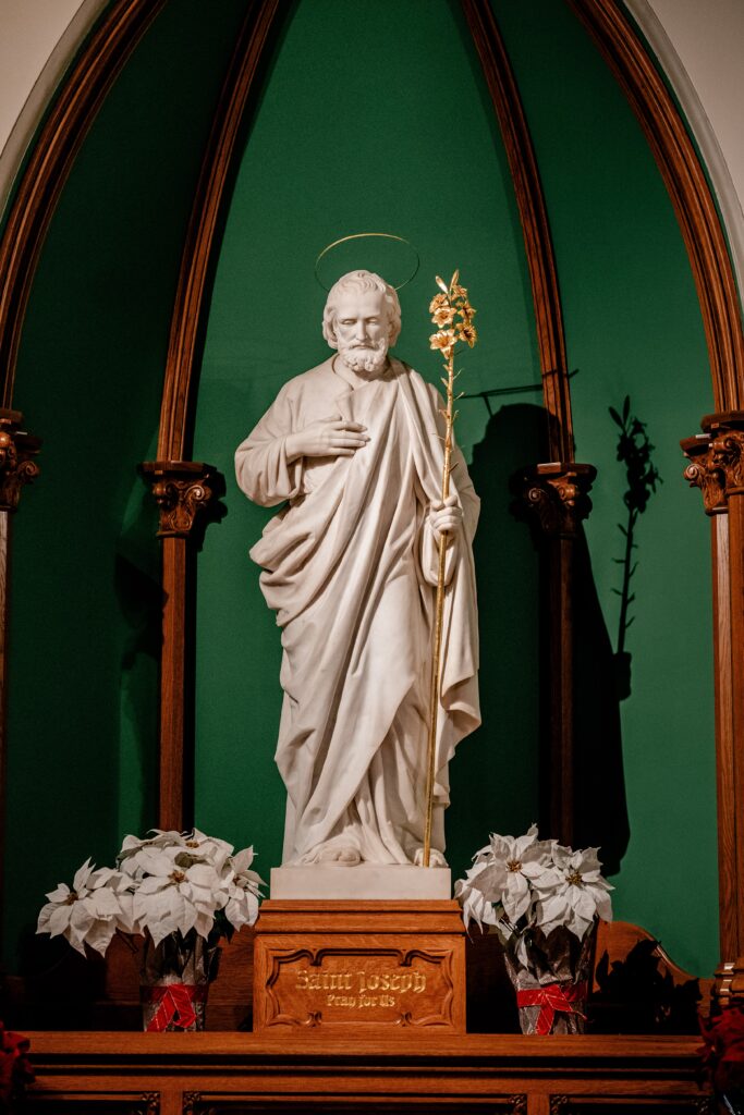 A statue of Saint Joseph before a St Dominic DC wedding