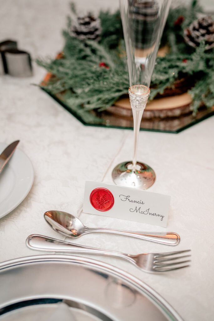 Name tags for a reception following a St Dominic DC wedding