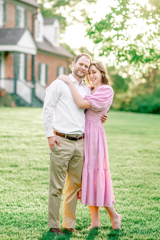 A couple poses for an intimate portrait at at one of the best garden venues in Northern Virginia