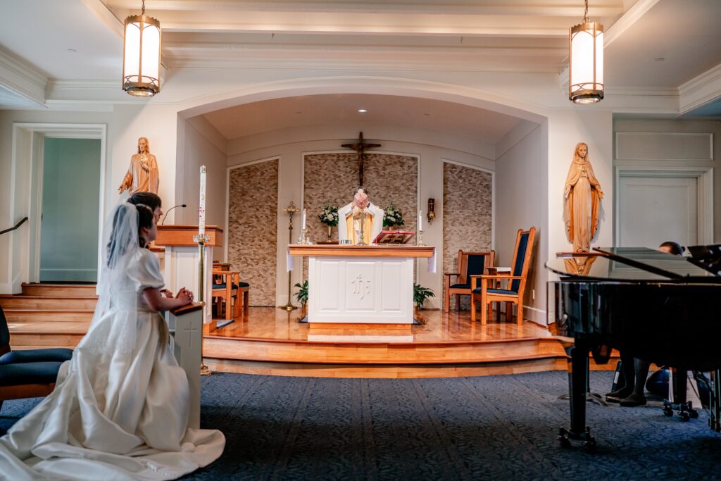The Consecration during a Catholic wedding ceremony