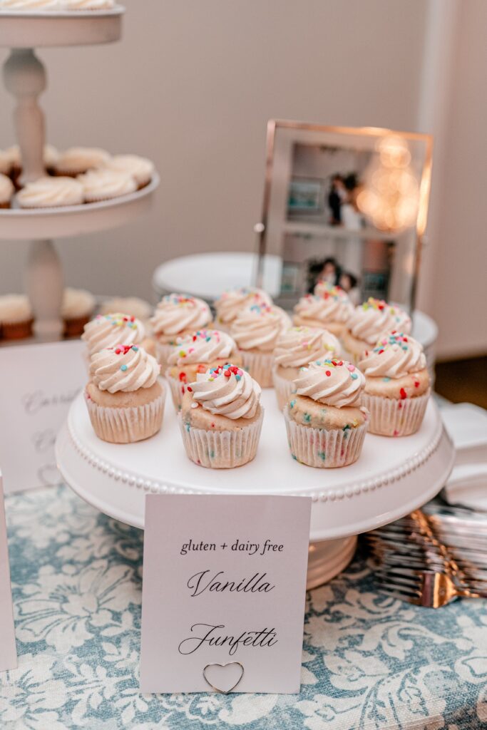 A tray of vanilla funfetti cupcakes