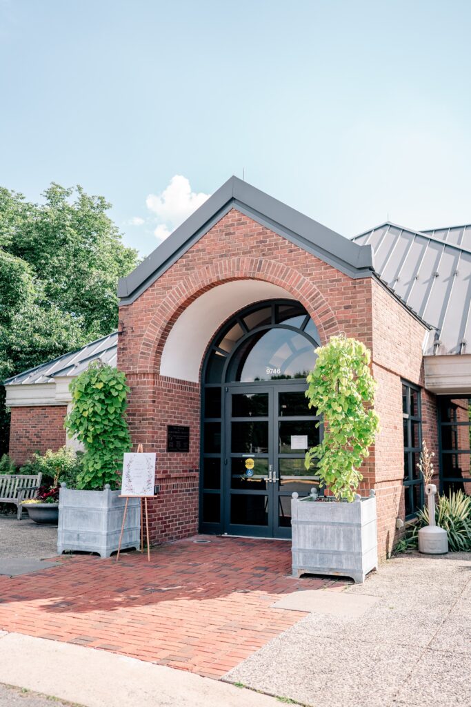 The entrance to the reception venue for a Meadowlark Botanical Gardens wedding