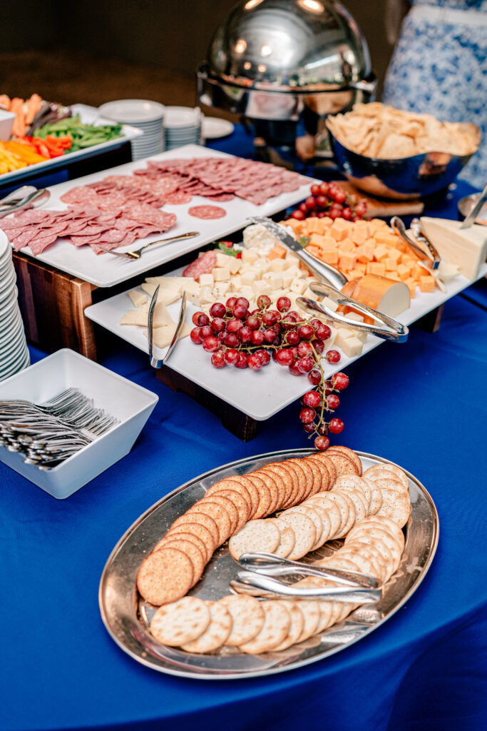 Cocktail hour snacks during a Meadowlark Botanical Gardens wedding