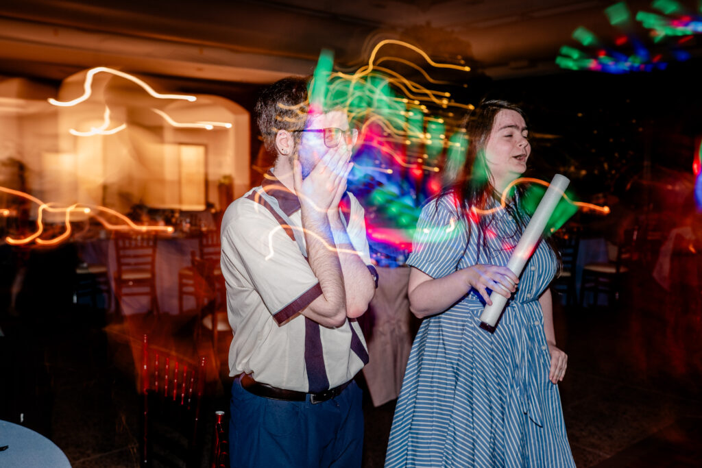 Fun shutter drag reception photo by a Northern Virginia wedding photographer