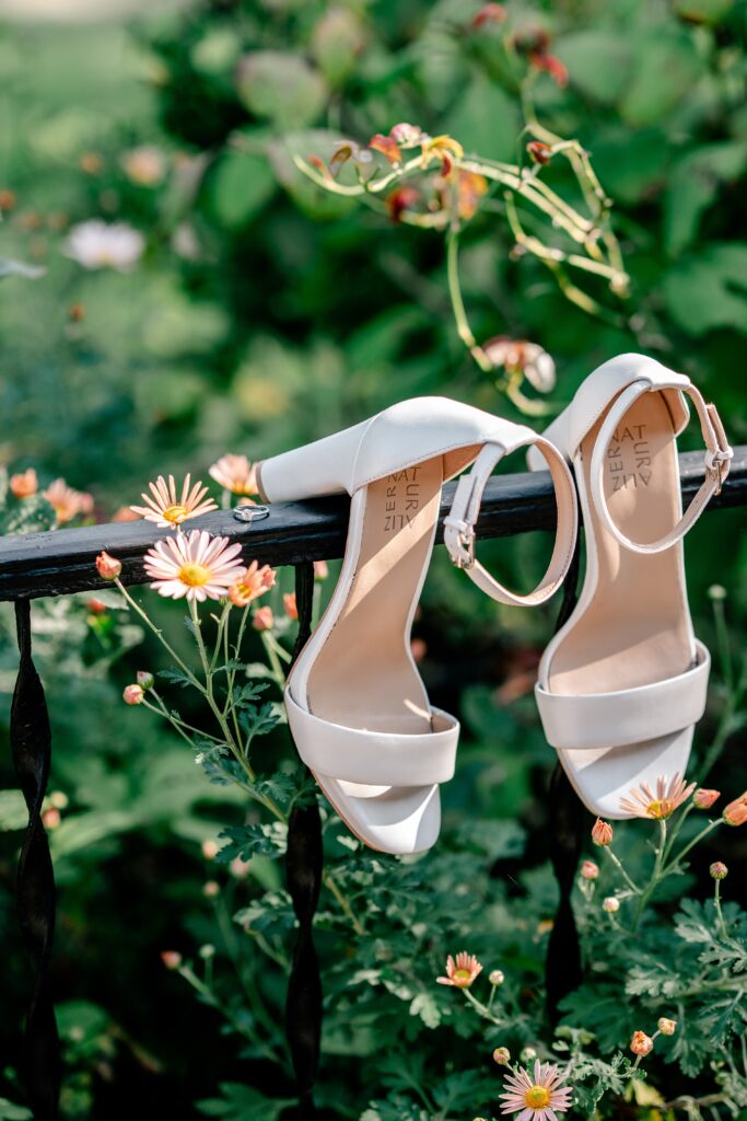 Bridal details outside before a St. John the Beloved wedding