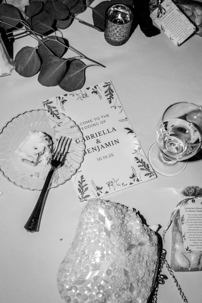 A Northern VA wedding photographer captured some reception details on the table during the party