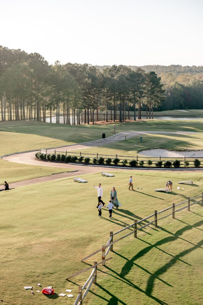 Golden hour on the lawn at a golf club