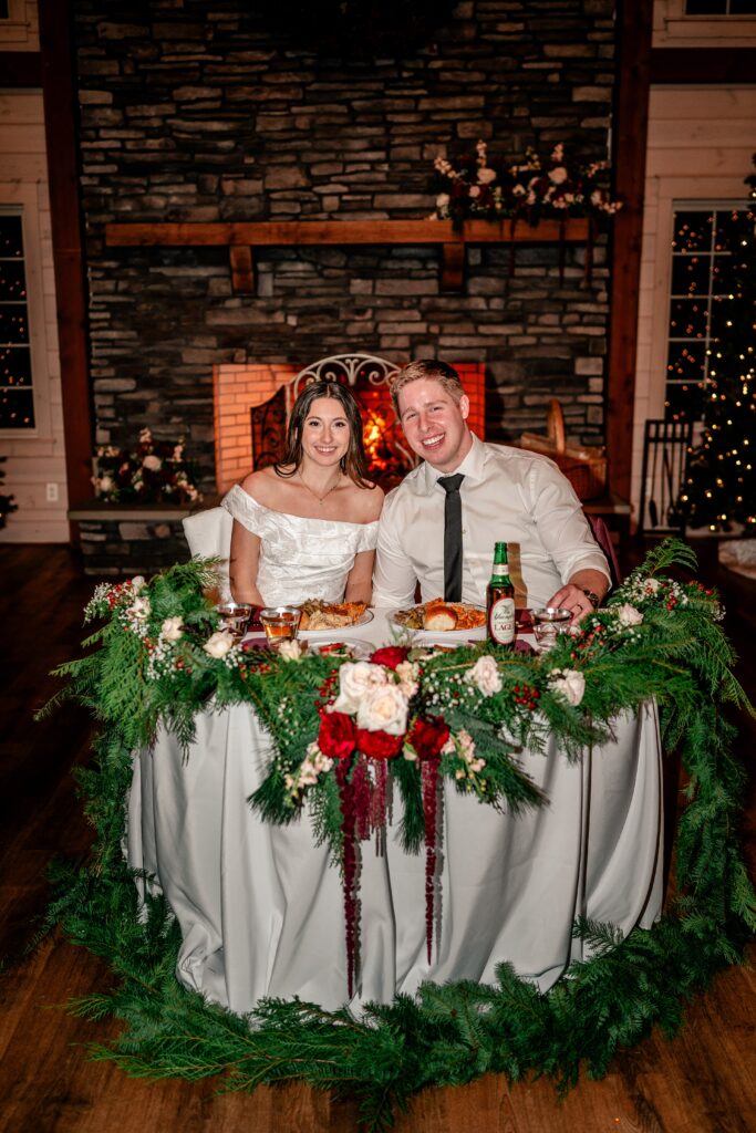 A bride and groom smiling at the camera for their Northern VA wedding photographer
