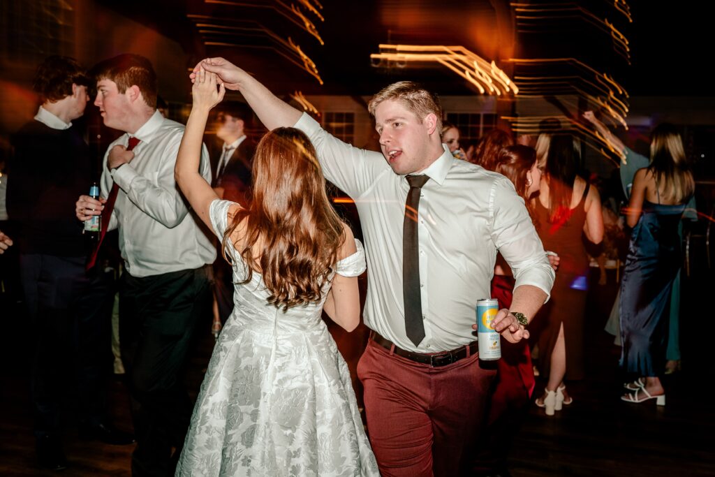 Shutter drag dance floor photos of the bride and groom