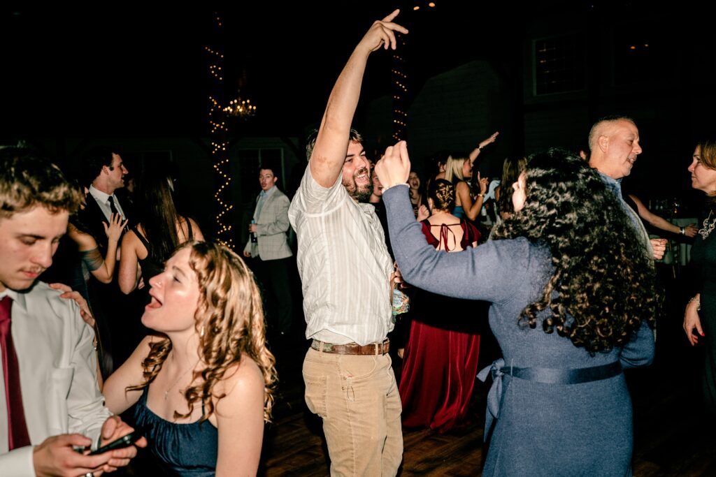 Guests having fun during a Historic Rosemont wedding reception