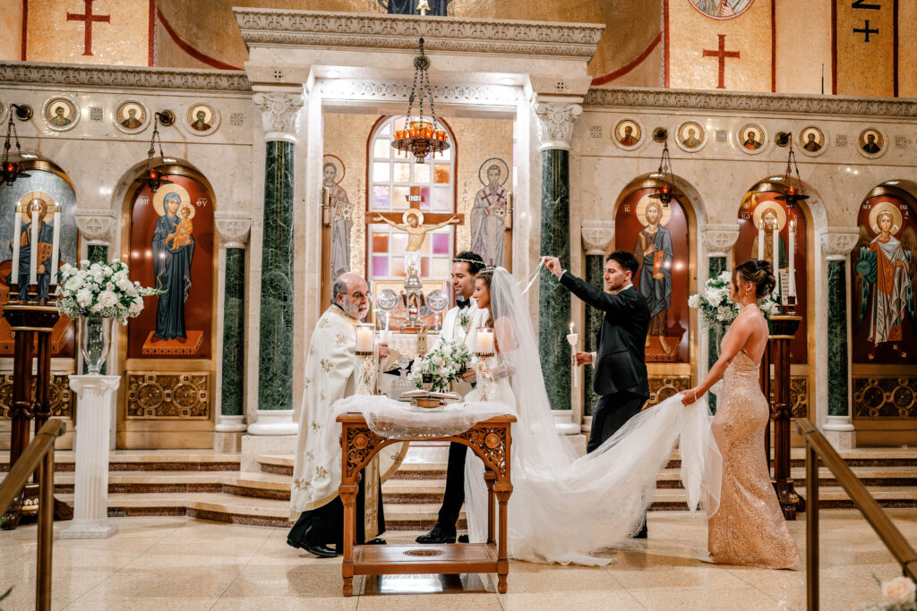 The procession during a St. Sophia Greek Orthodox Church wedding