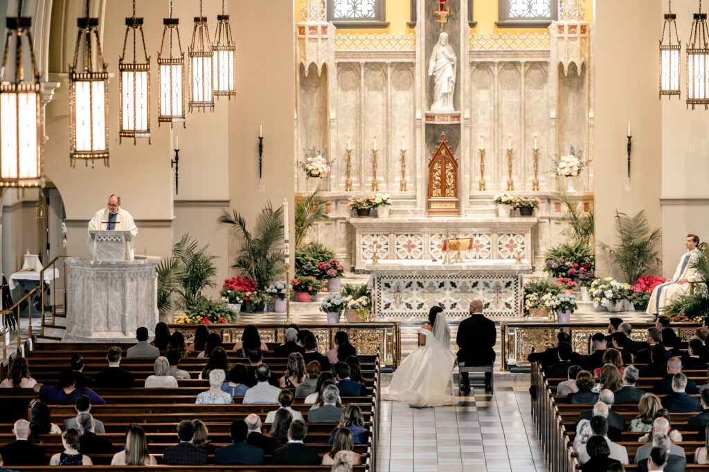A priest speaking during a Loudoun County wedding ceremony