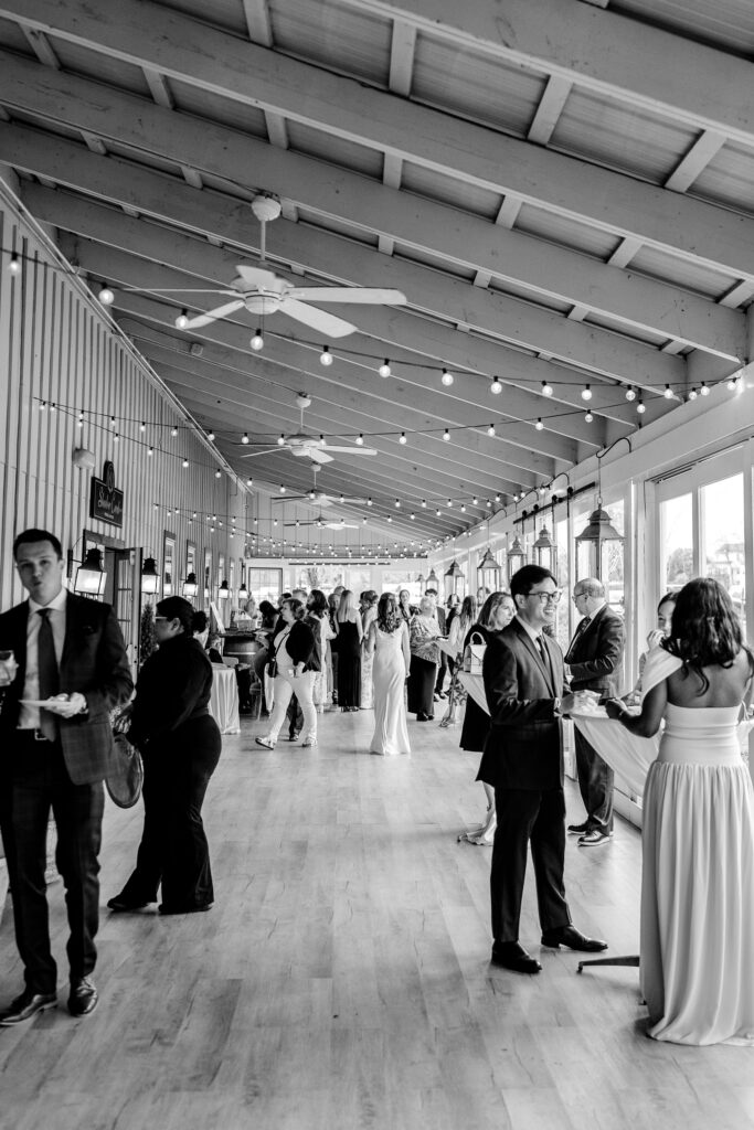 A Loudoun County wedding cocktail hour on the patio