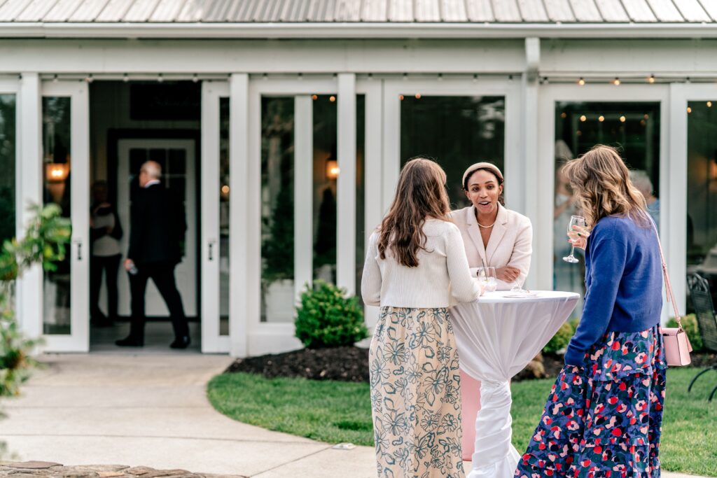 Cocktail hour outside during a Loudoun County wedding
