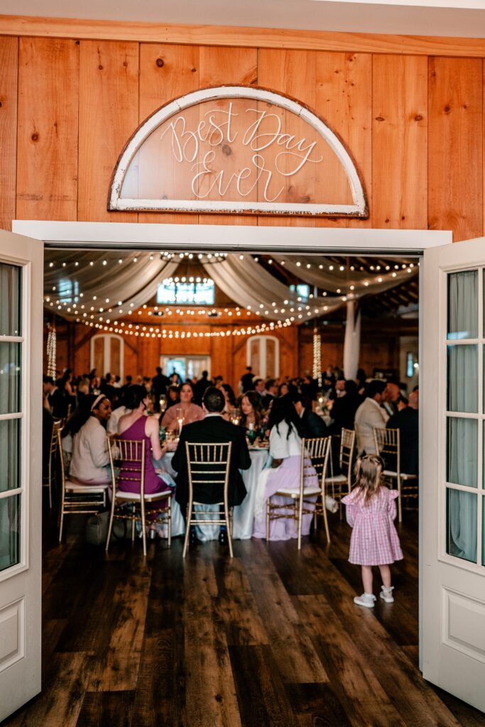 A sign that says Best Day Ever at the entrance to a Loudoun County wedding reception