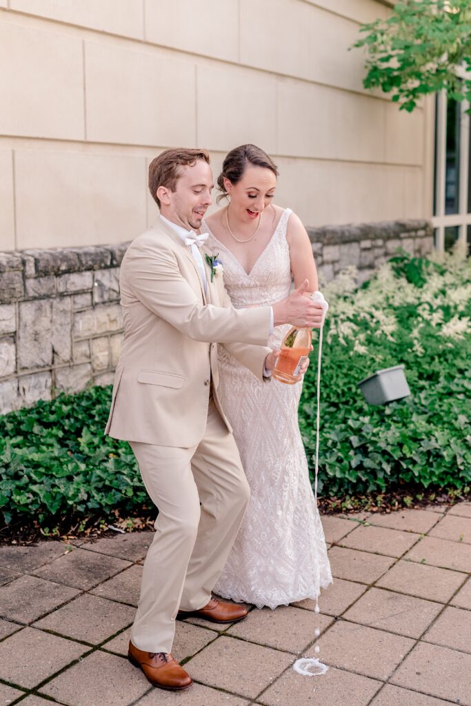 A private champagne toast is one way to personalize your wedding day